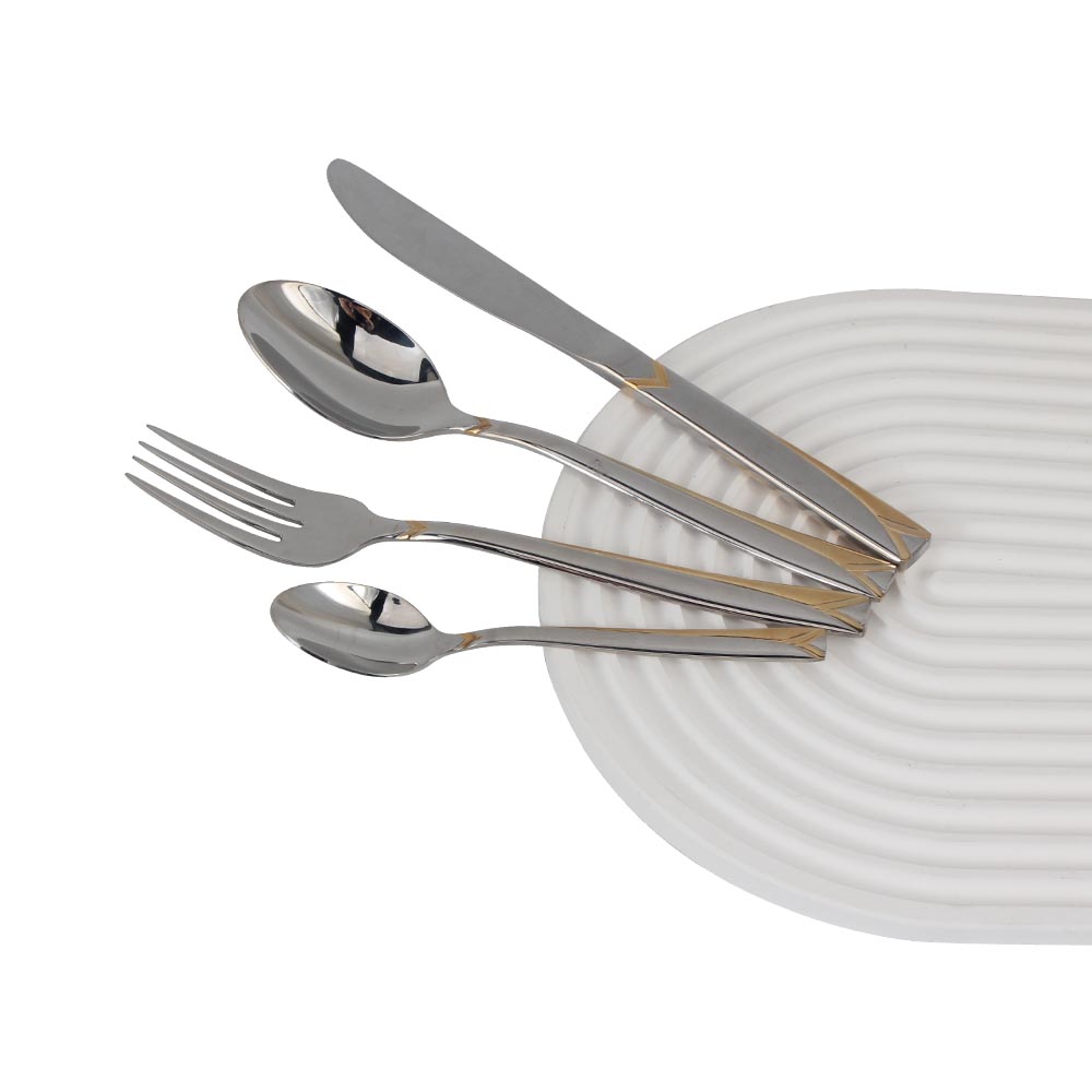 Stainless Steel Flatware Set, (65, Gold Accent) — 5