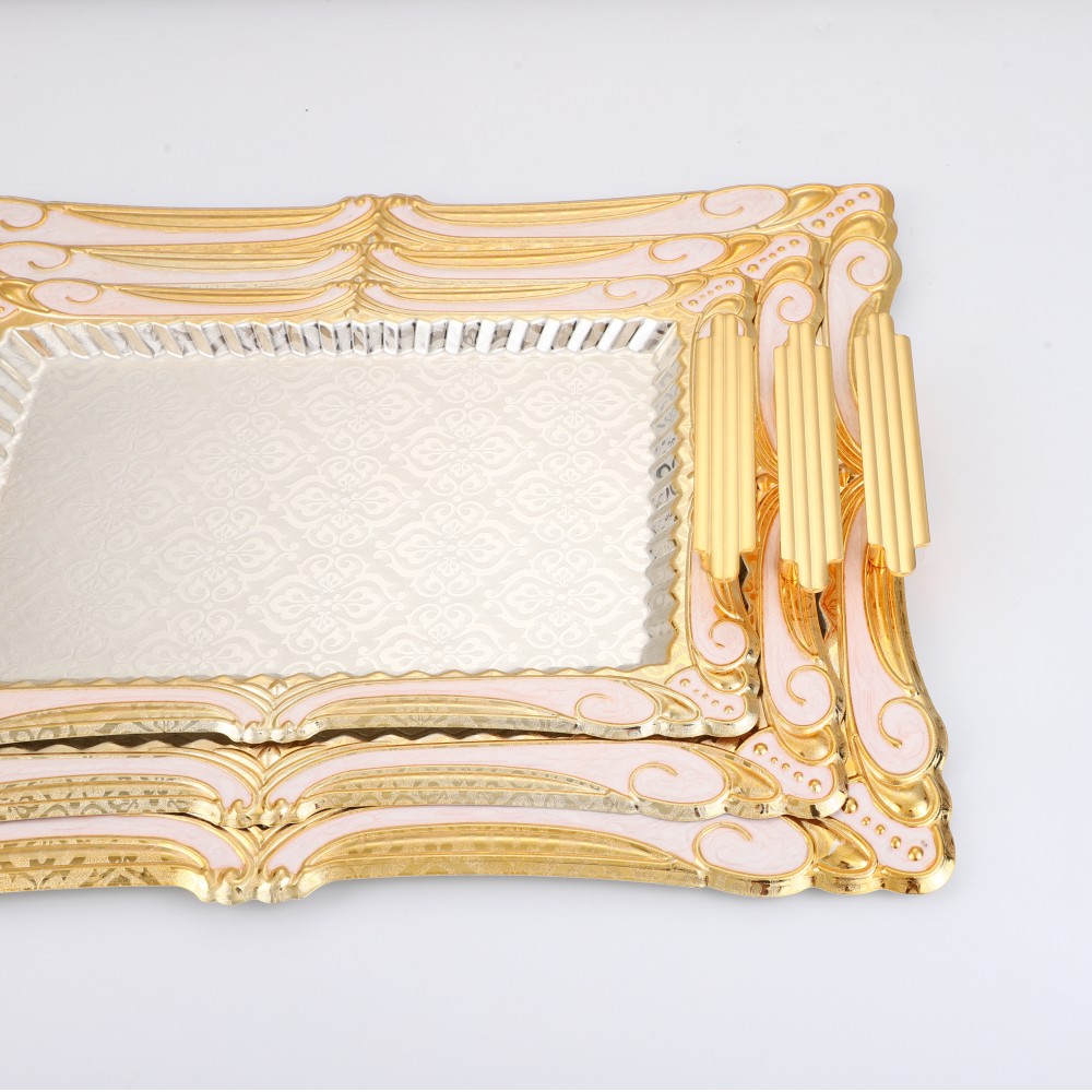 Rectangular Iron Tray Pattern Double Color, Coffee Tea Serving Tray — 6