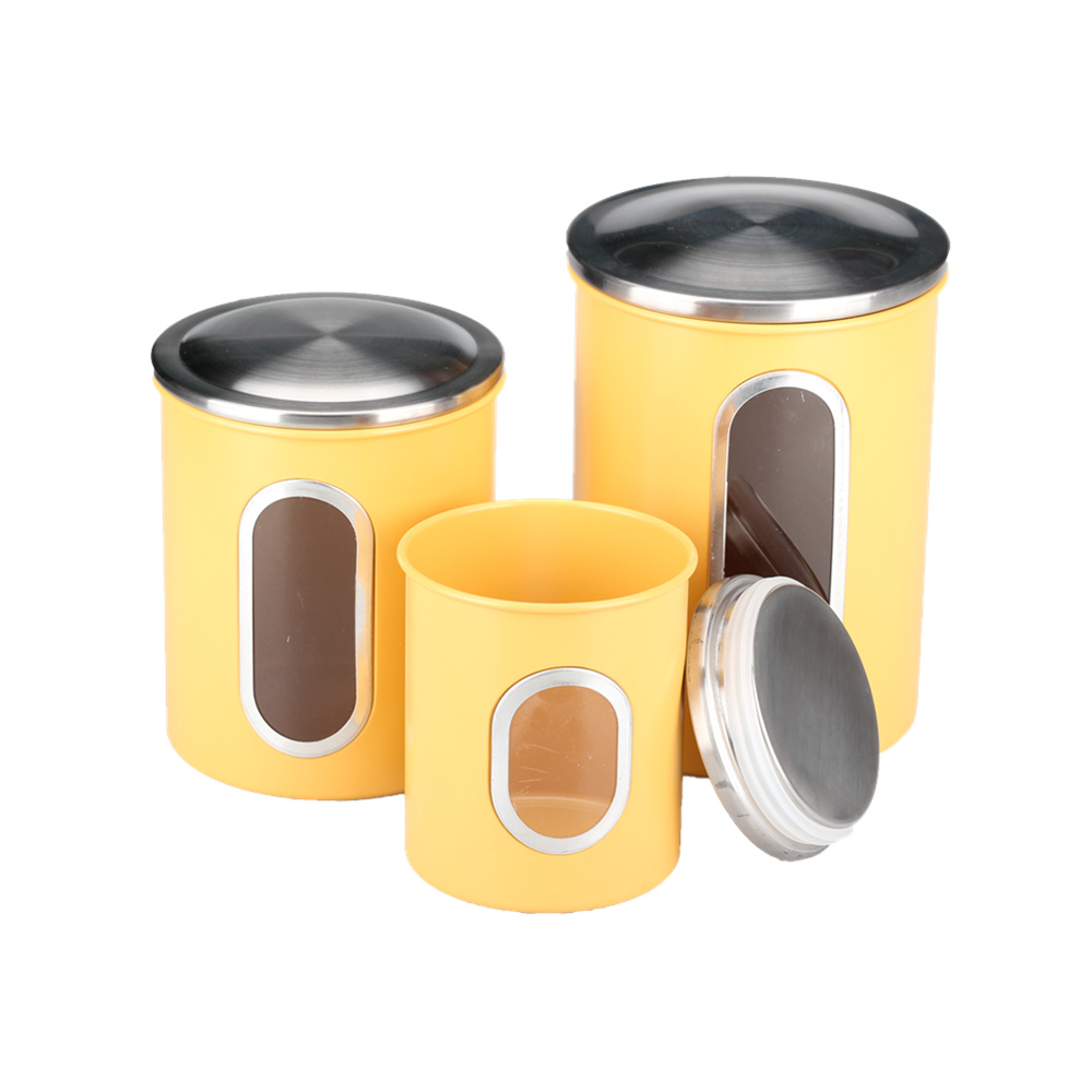 Airtight Stainless Steel Canisters Sets for The Kitchen With See Window — product information