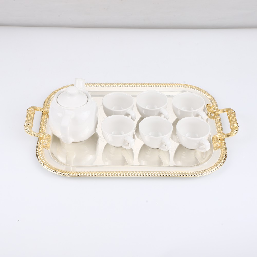 Coffee Table Tray, Iron Snack Tray With Handle — 3