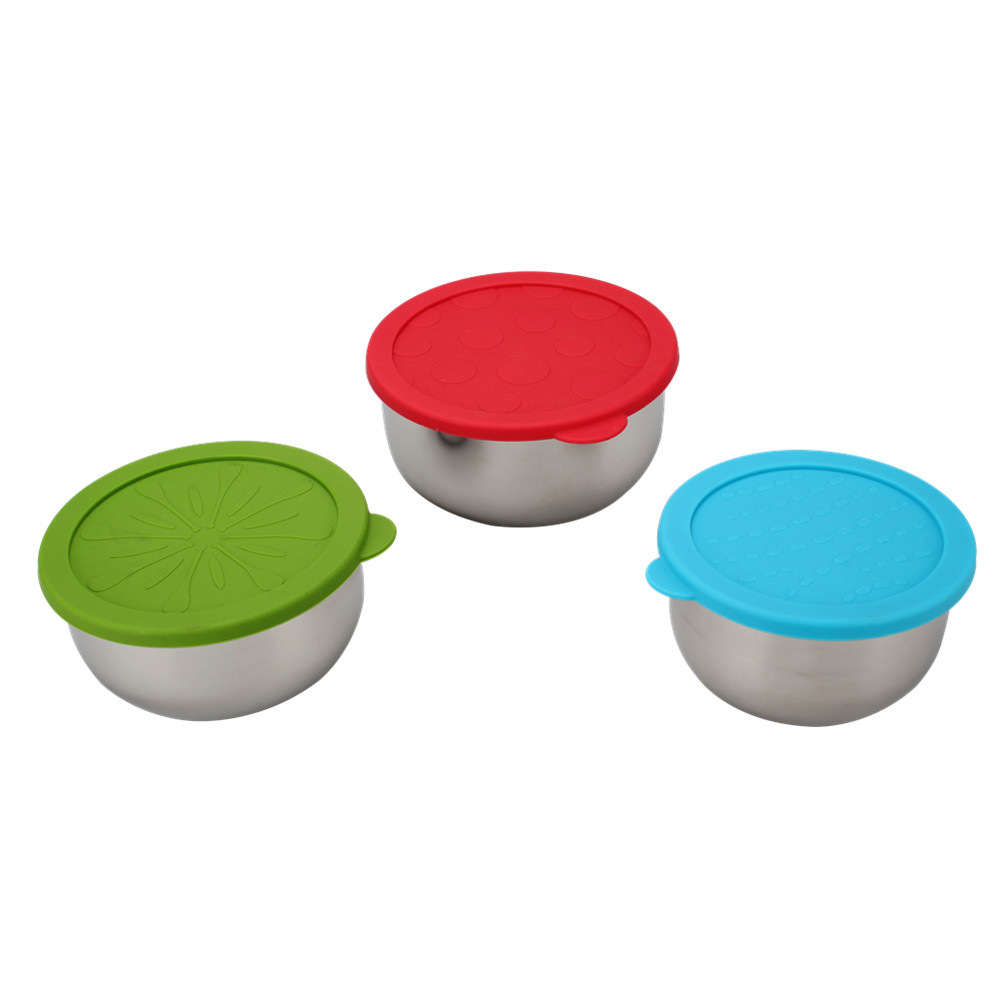 3pcs Stainless Steel Mixing Bowl With Silicone Lid — 3