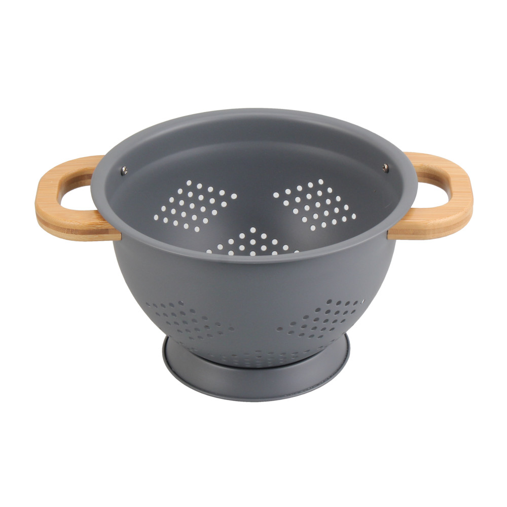 Metal Colander With Wood Handle, Set Of 3 With Bamboo Handles — 2