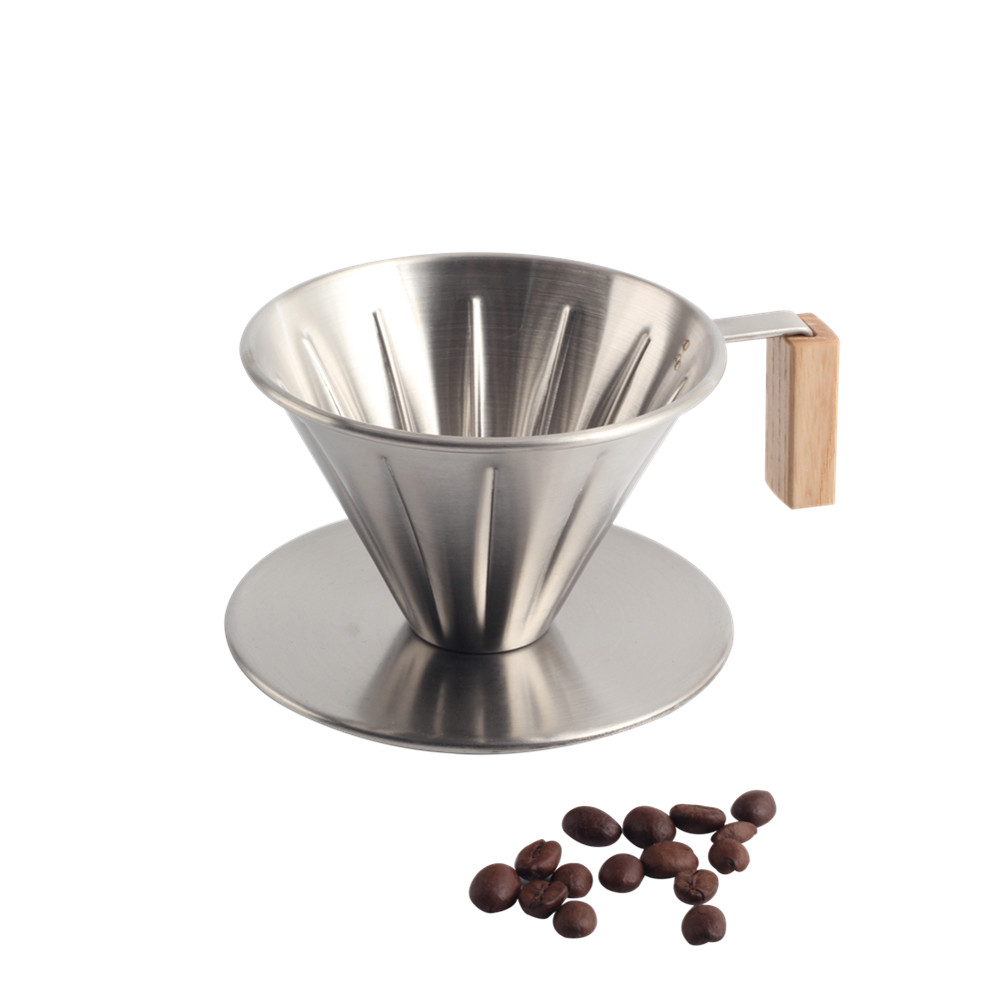 Wood Handle, Metal Reusable Drip Coffee Filter — 6