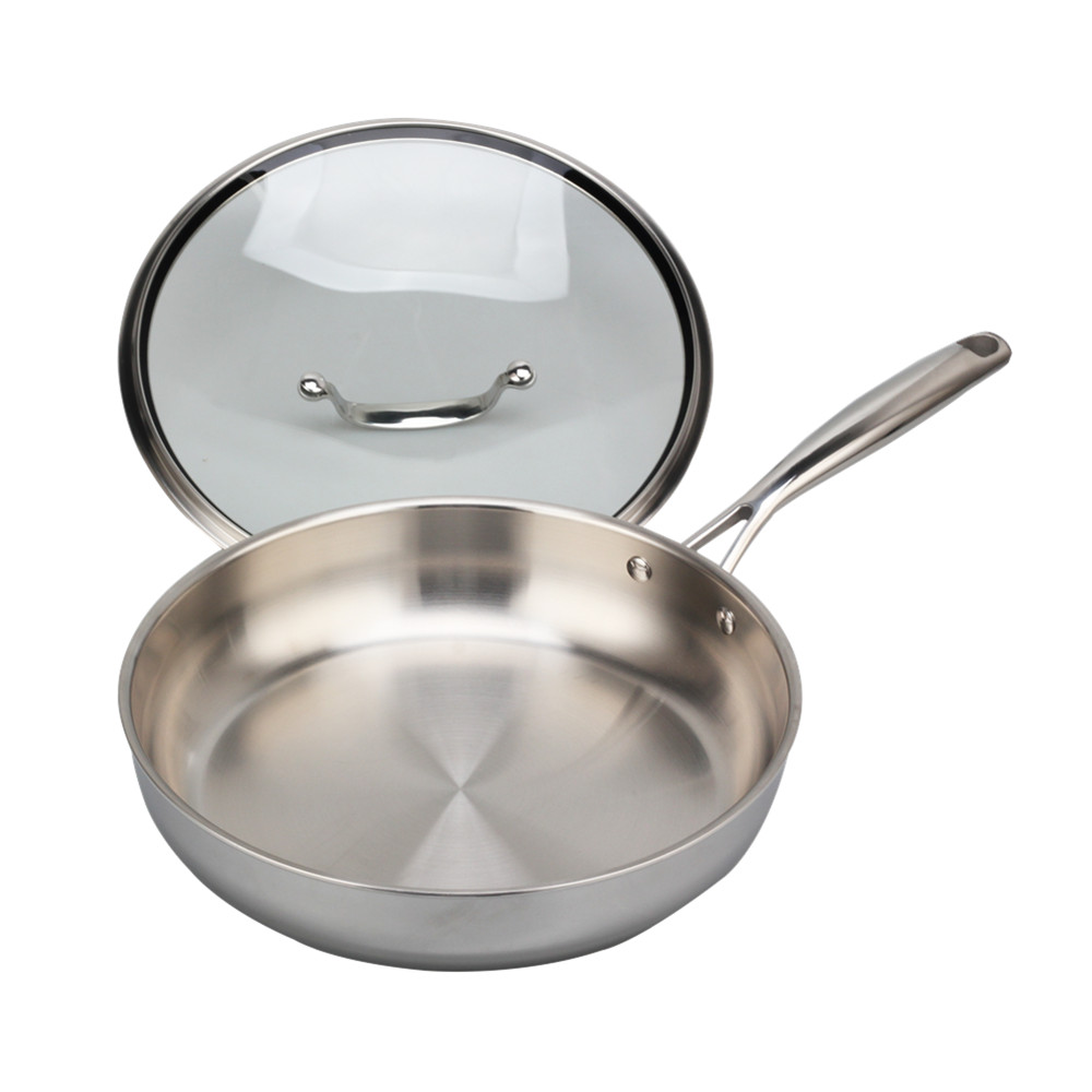 Stainless Steel Tri-Ply Frying Pan With Glass Lid Compatible With All Stovetops — 3