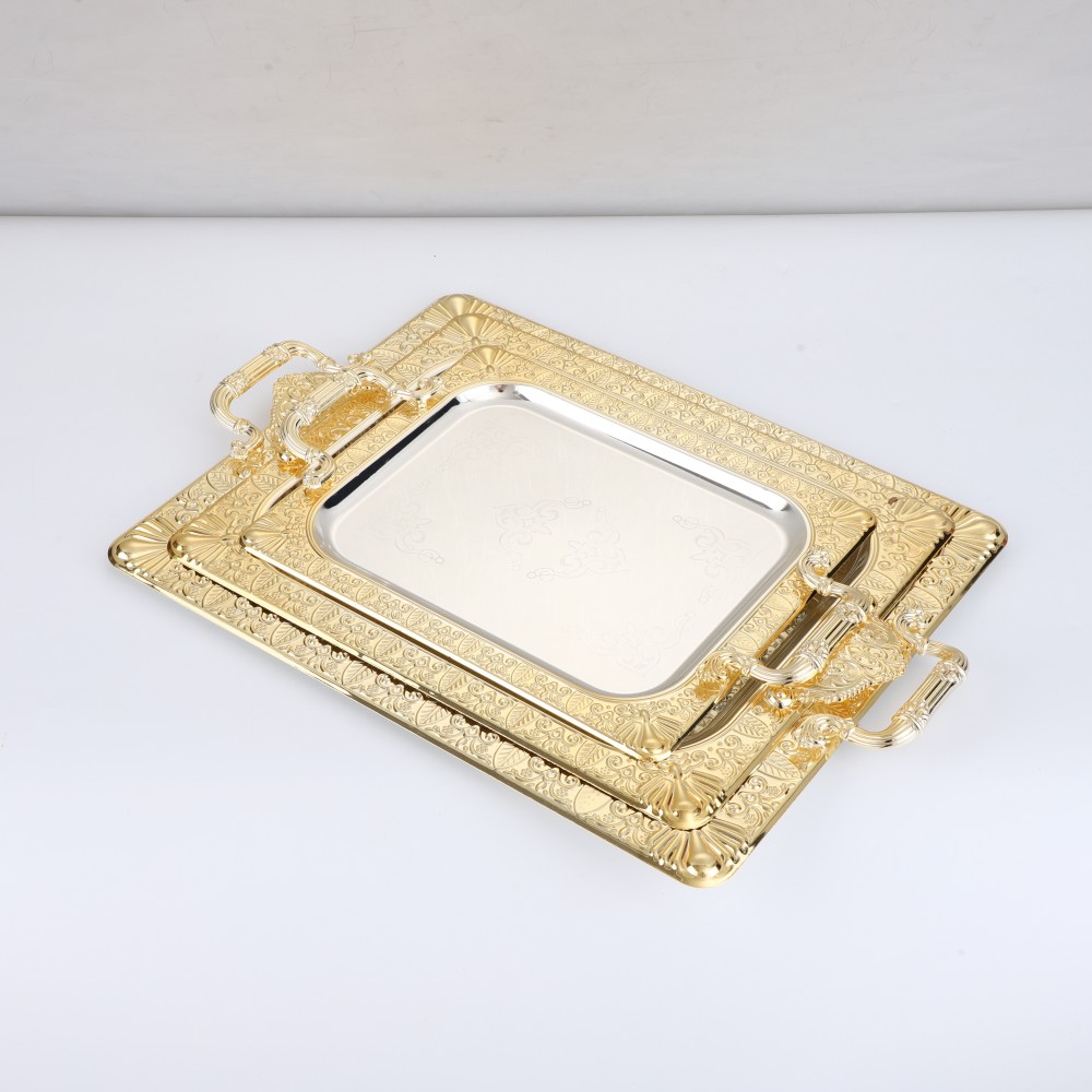 Rectangular Iron Gold Plated Serving Tray — 3