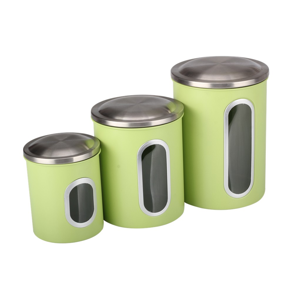 Airtight Stainless Steel Canisters Sets for The Kitchen With See Window — product information