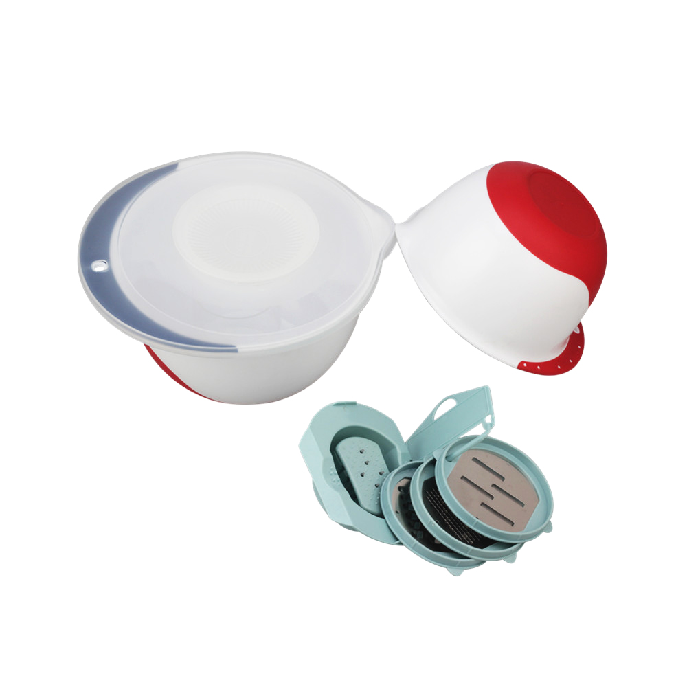 2 Piece Plastic Mixing Kitchen Bowl Set, Handles Easy Pour Spout And Non Slip — 7