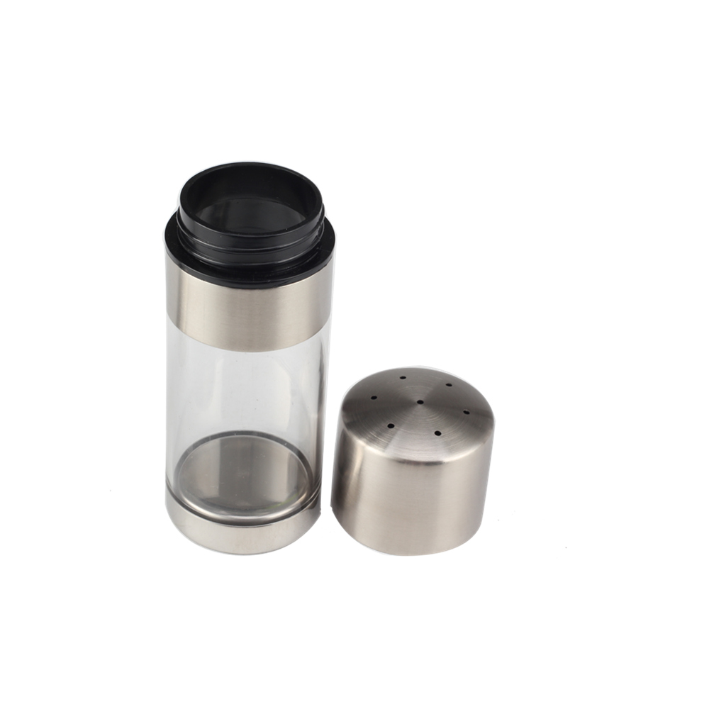 3 Pieces Salt And Pepper Mill, Manual Salt And Pepper Mill in Glass And Stainless Steel — 2