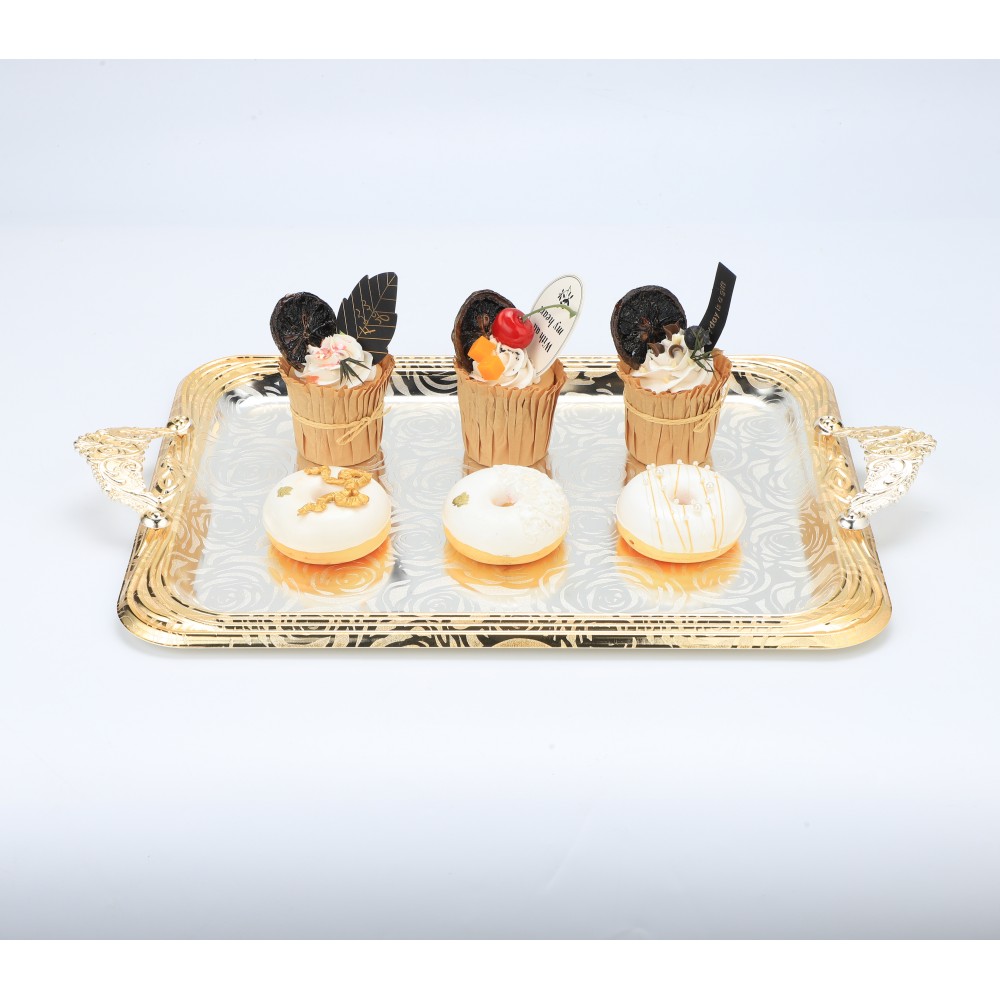 Lace Rectangular Iron Tray Pattern Double Color — product information