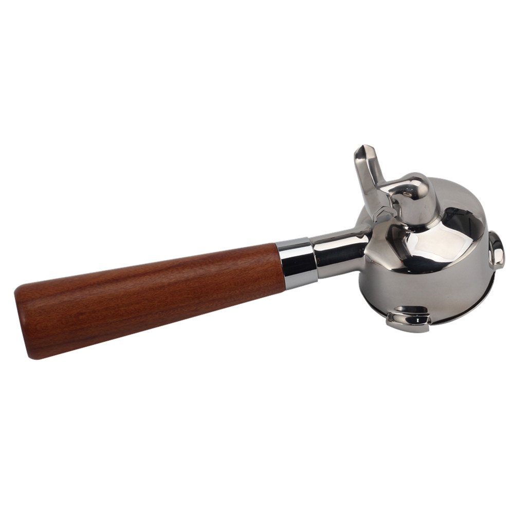 Double Spout Espresso Portafilter With Wood Handle — 4