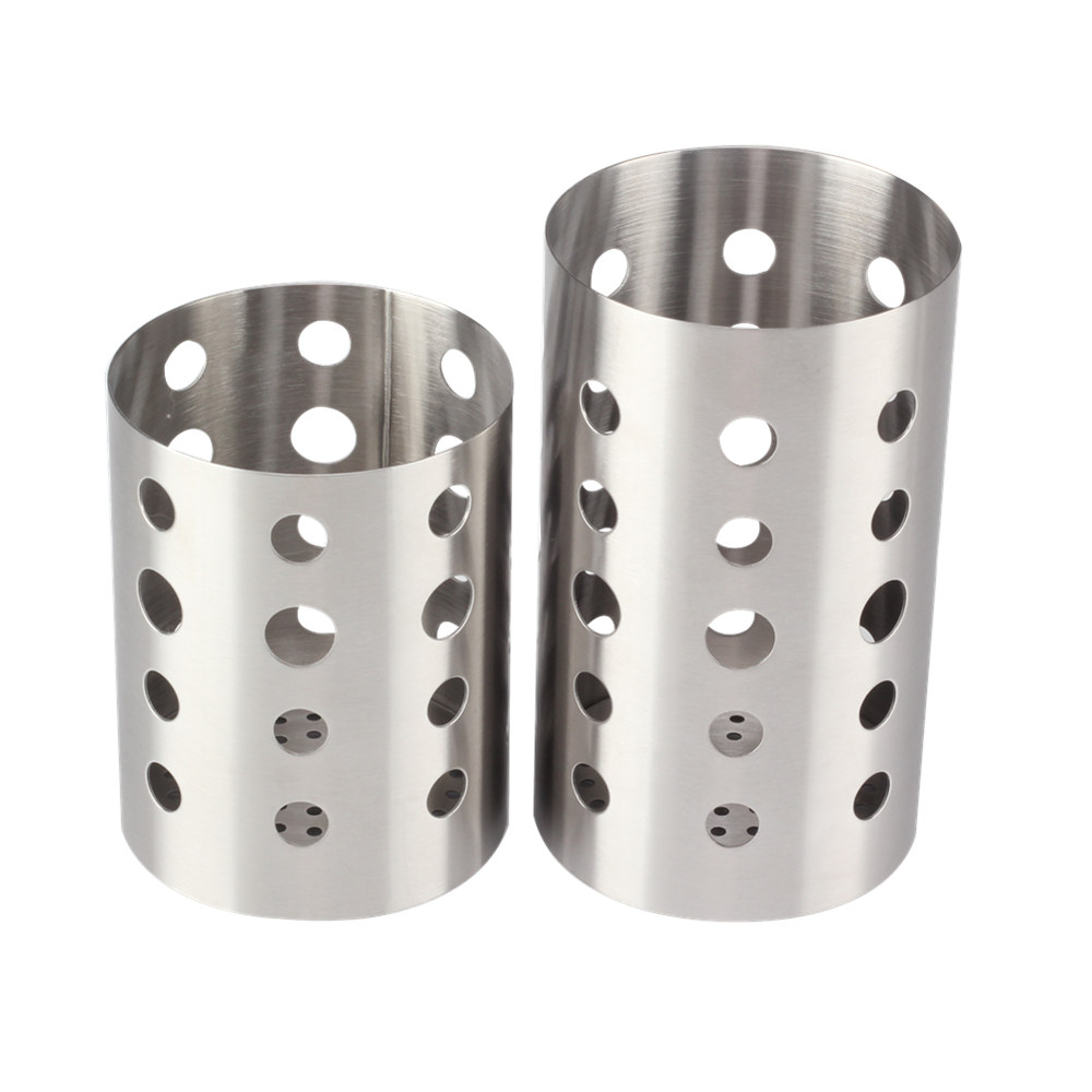 Round Stainless Steel Utensil Holder - Silver Caddy & Organizer for Drying Cooking Spoons — product information