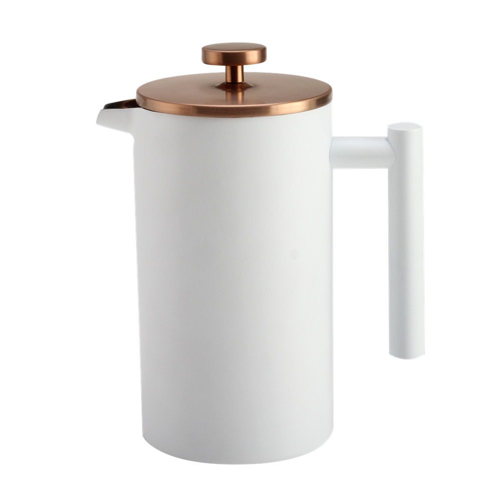 White Stainless Steel French Press Coffee Maker — 3