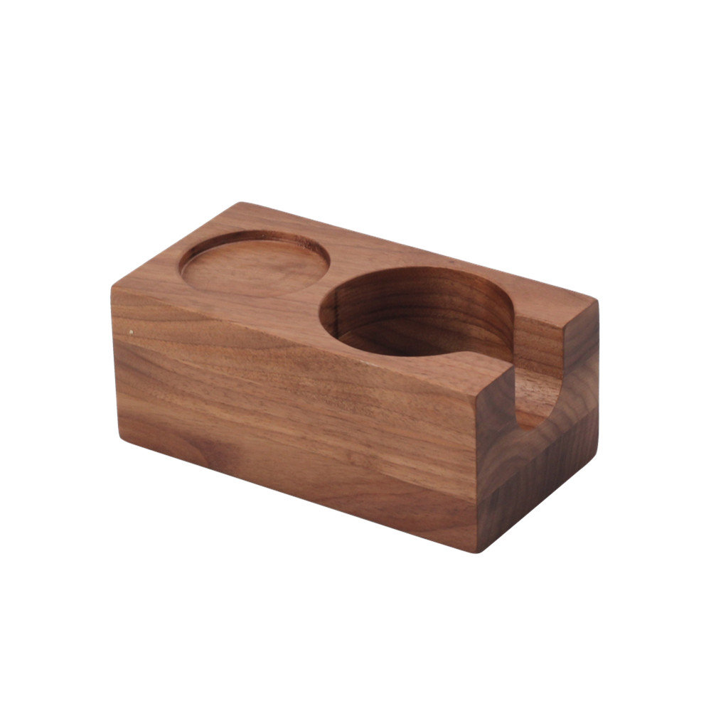 Natural Walnut Wood Espresso Tamping Station for Portafilter And Tamper