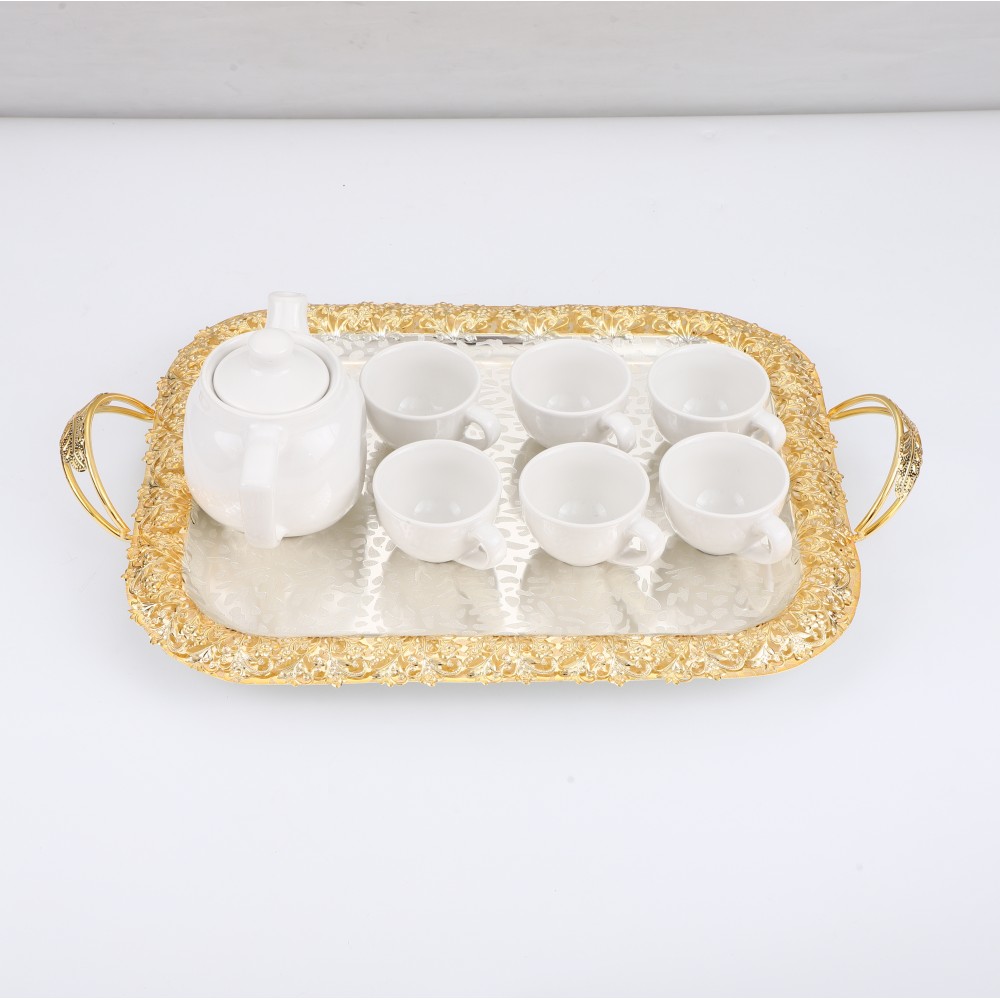 Coffee Serving Tray, Elegant Metal Serving Tray for Home Cafe — 2
