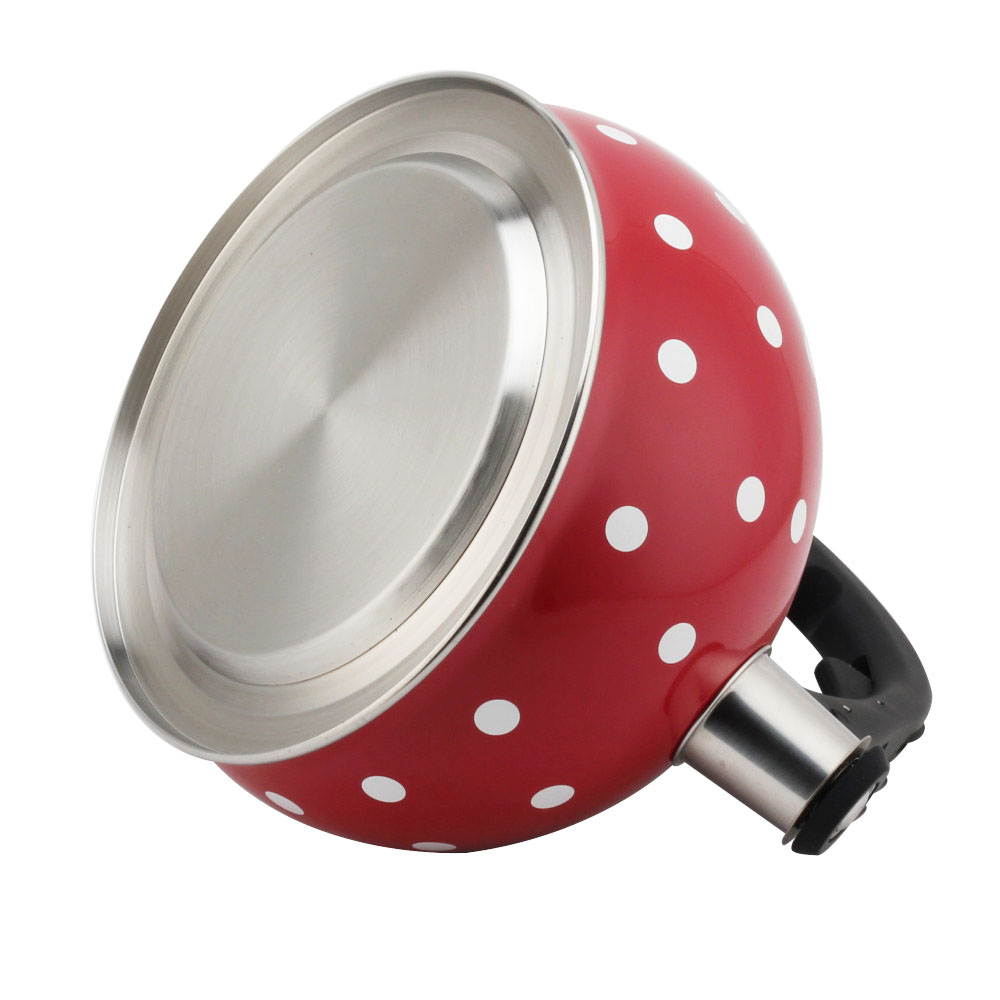 Stainless Steel Tea Kettle With Whistling Sound-Red — 4