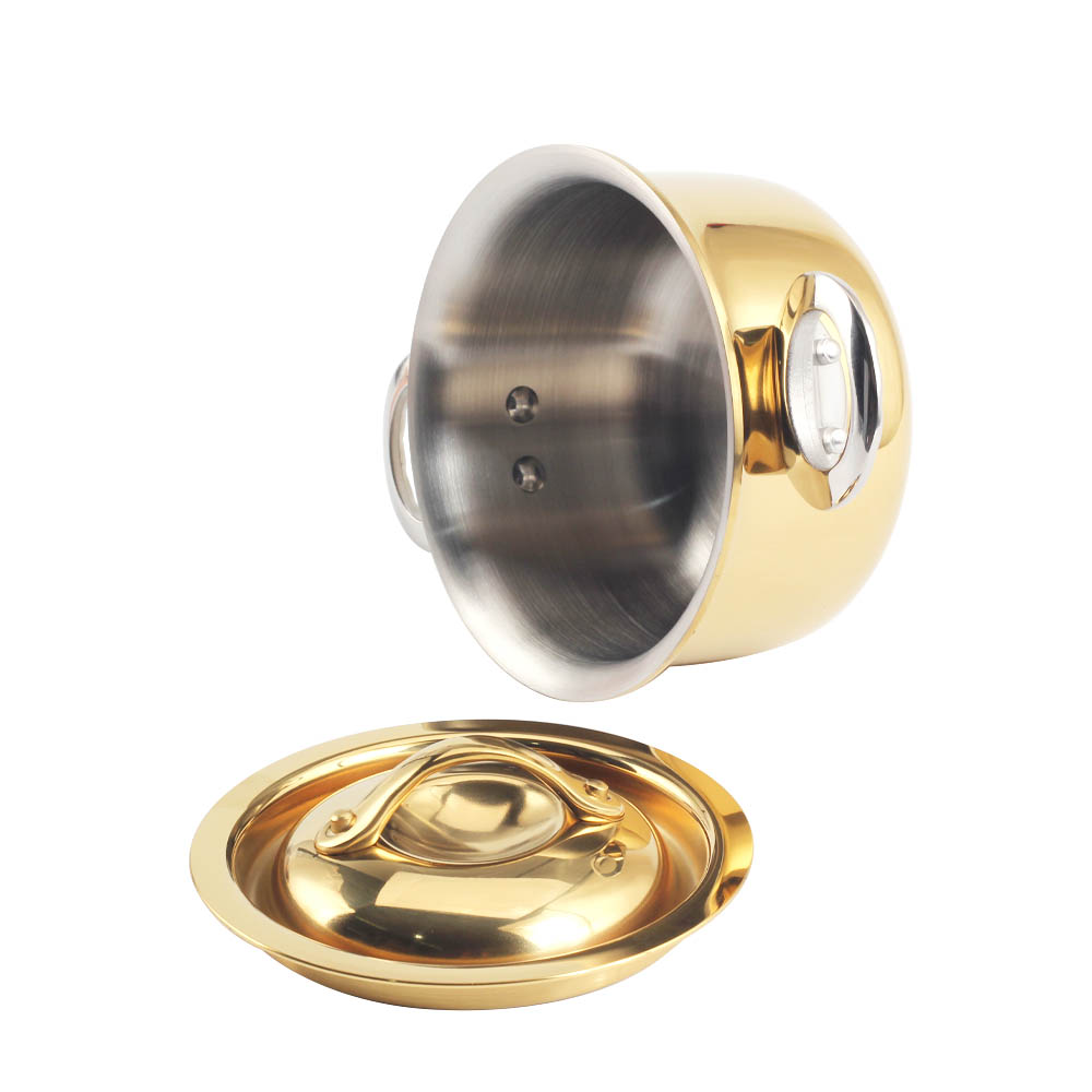 Gold Triply Stainless Steel Mini Sauce Pot With Cover — 4