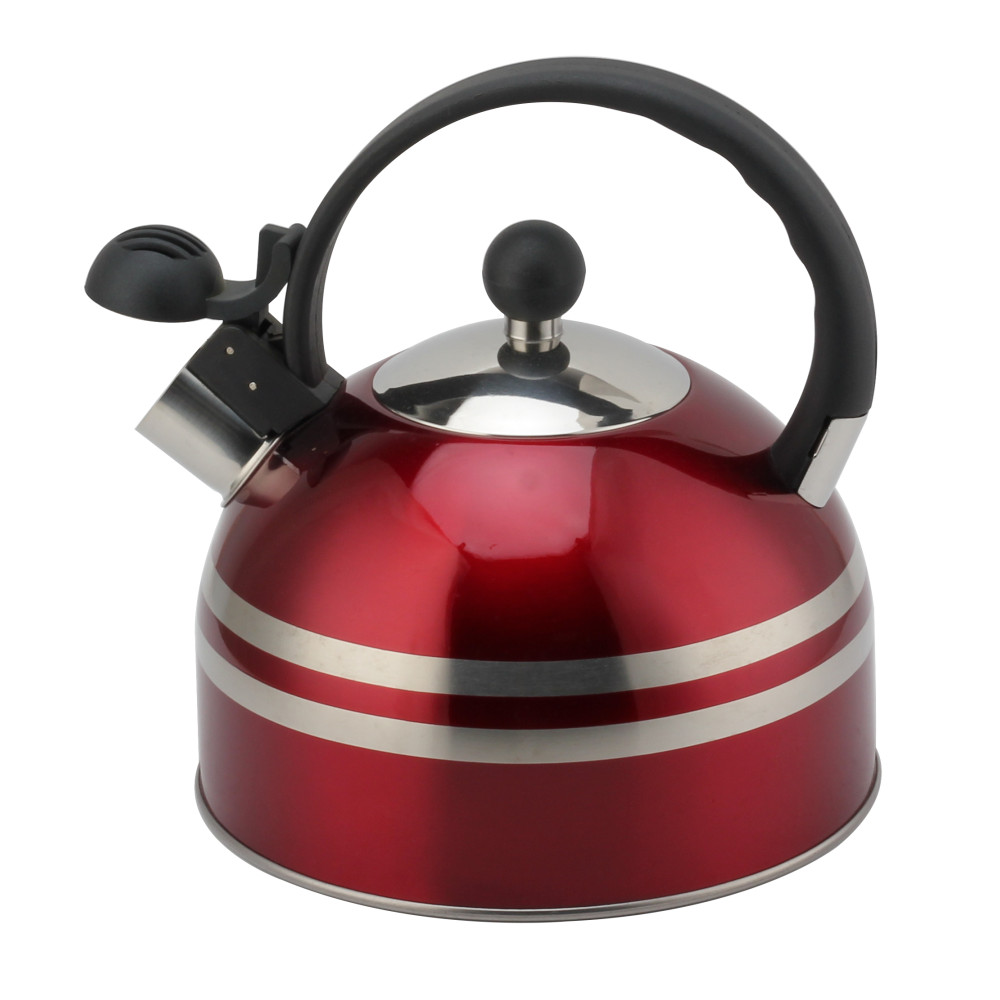 S/S Tea Kettle With Whistling Sound-Suitable for All Hob Types-Red — 5