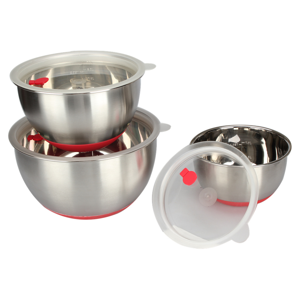 Silicone Base, Metal Mixing Bowl, Set Of 3 — product information