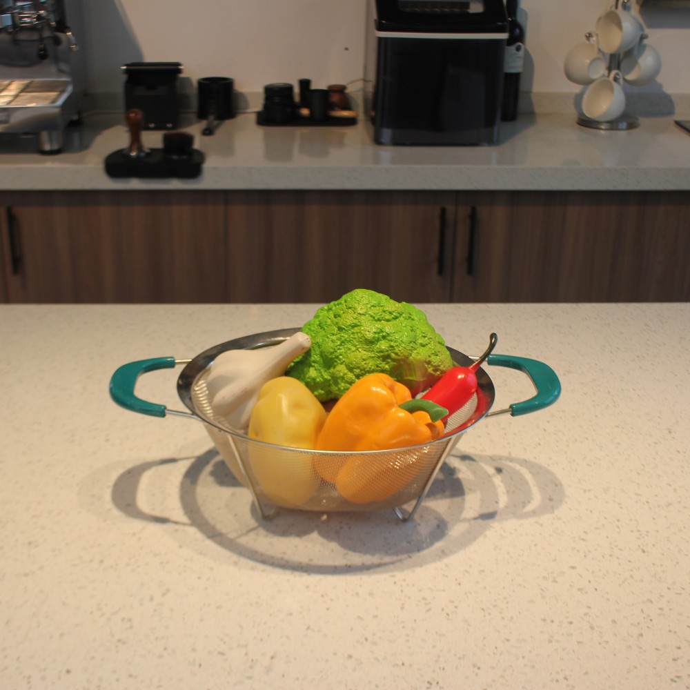 Stainless Steel Colander With Plastic Handle for Kitchen — 7