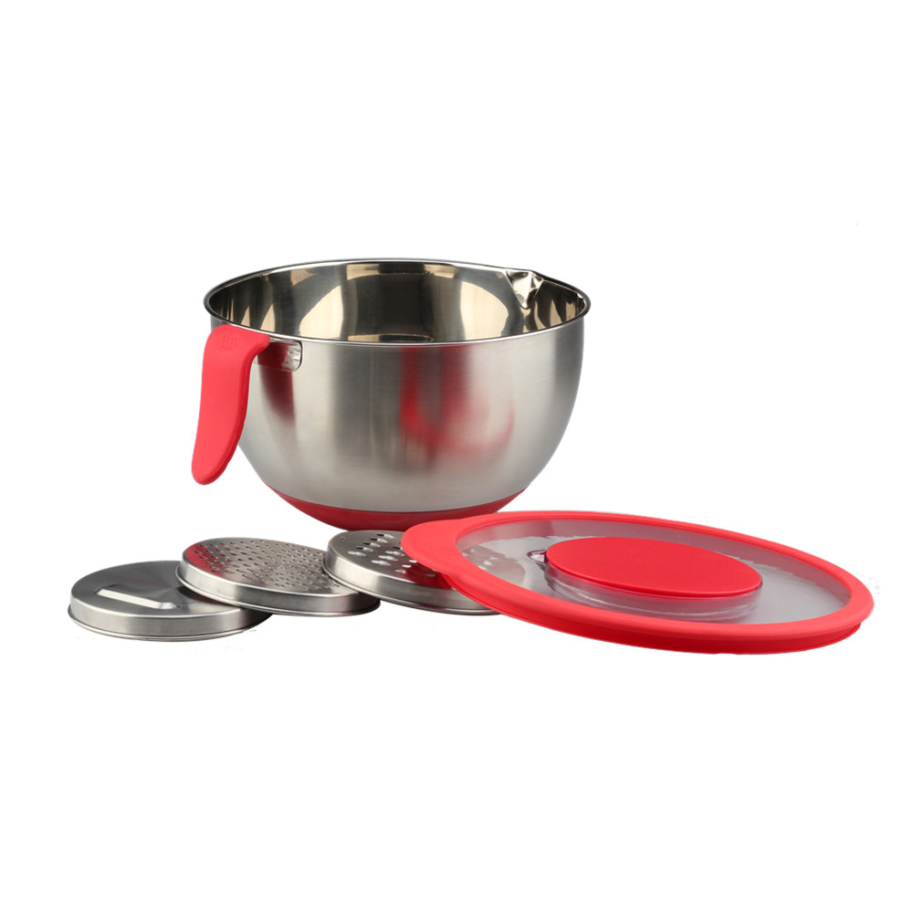 Stainless Steel Mixing Bowl Set With Long Handle — 6
