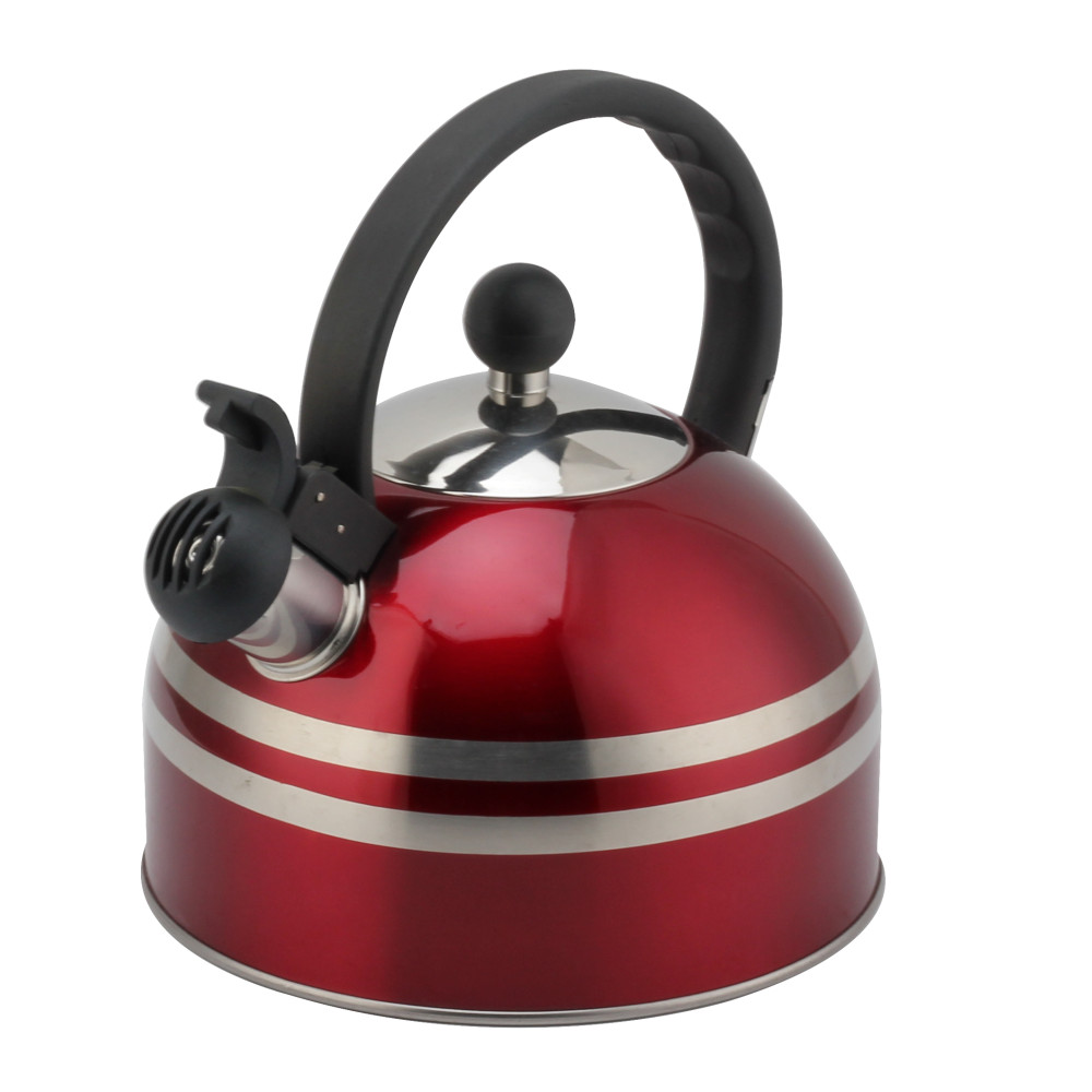 S/S Tea Kettle With Whistling Sound-Suitable for All Hob Types-Red — 4