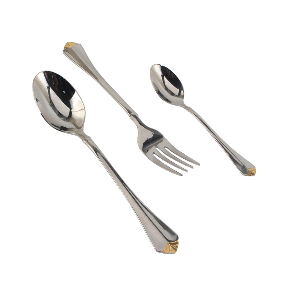 Stainless Steel Flatware Set, Mirror Polished Cutlery Set ilver plated with gold accents — 2
