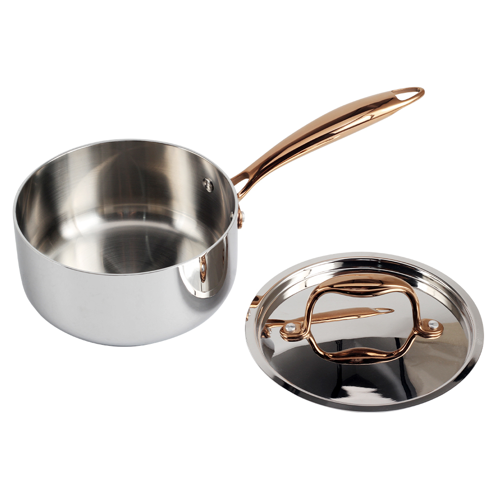 Whole-Clad Tri-Ply Stainless Steel Sauce Pan With Gold Handle — 5
