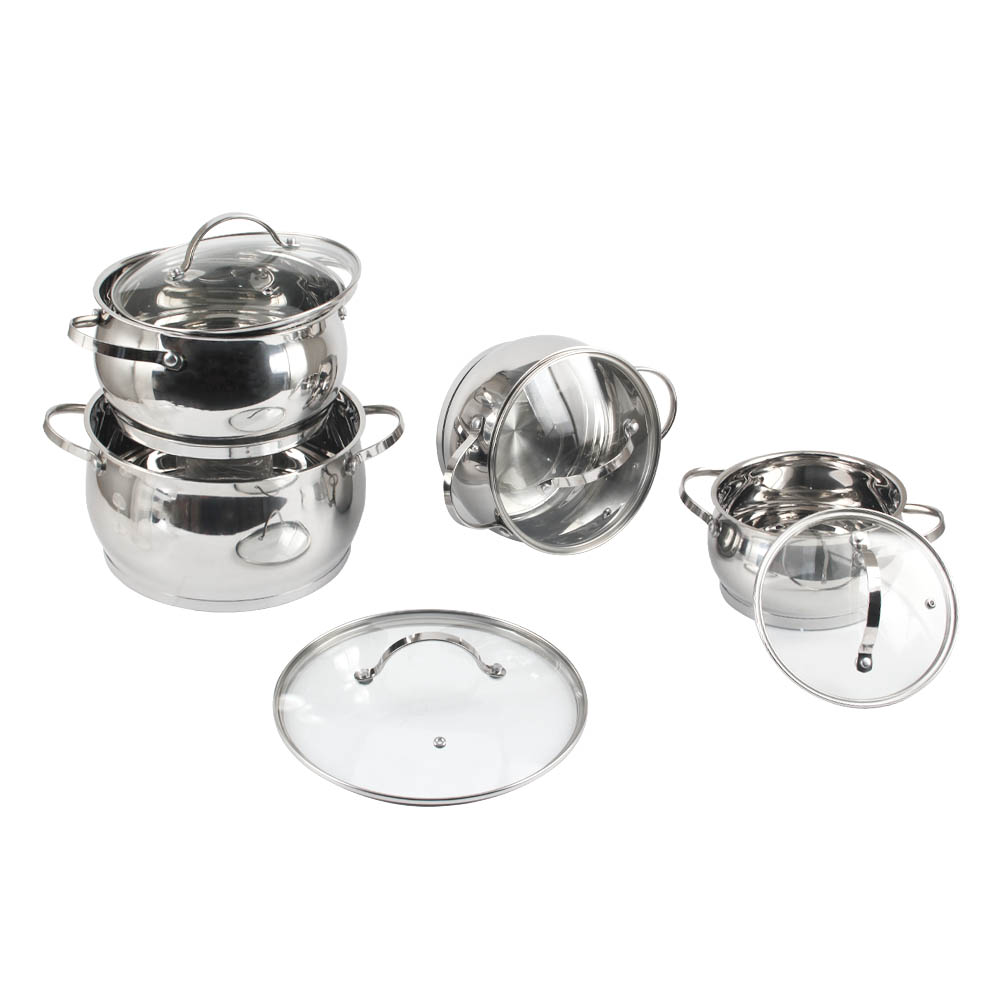 Modern Stainless Steel Stock Pot With Glass Lid — 6