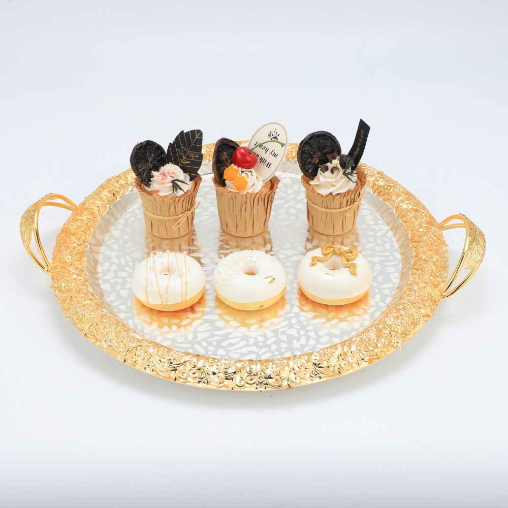 Gold Coffee Tea Serving Tray Decorative, Table Decor Tray, Centerpiece Tray, Dining Table Tray — product information