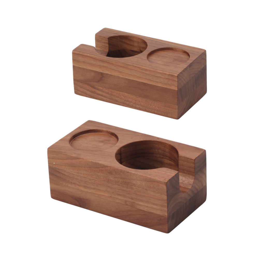 Natural Walnut Wood Espresso Tamping Station for Portafilter And Tamper — product information