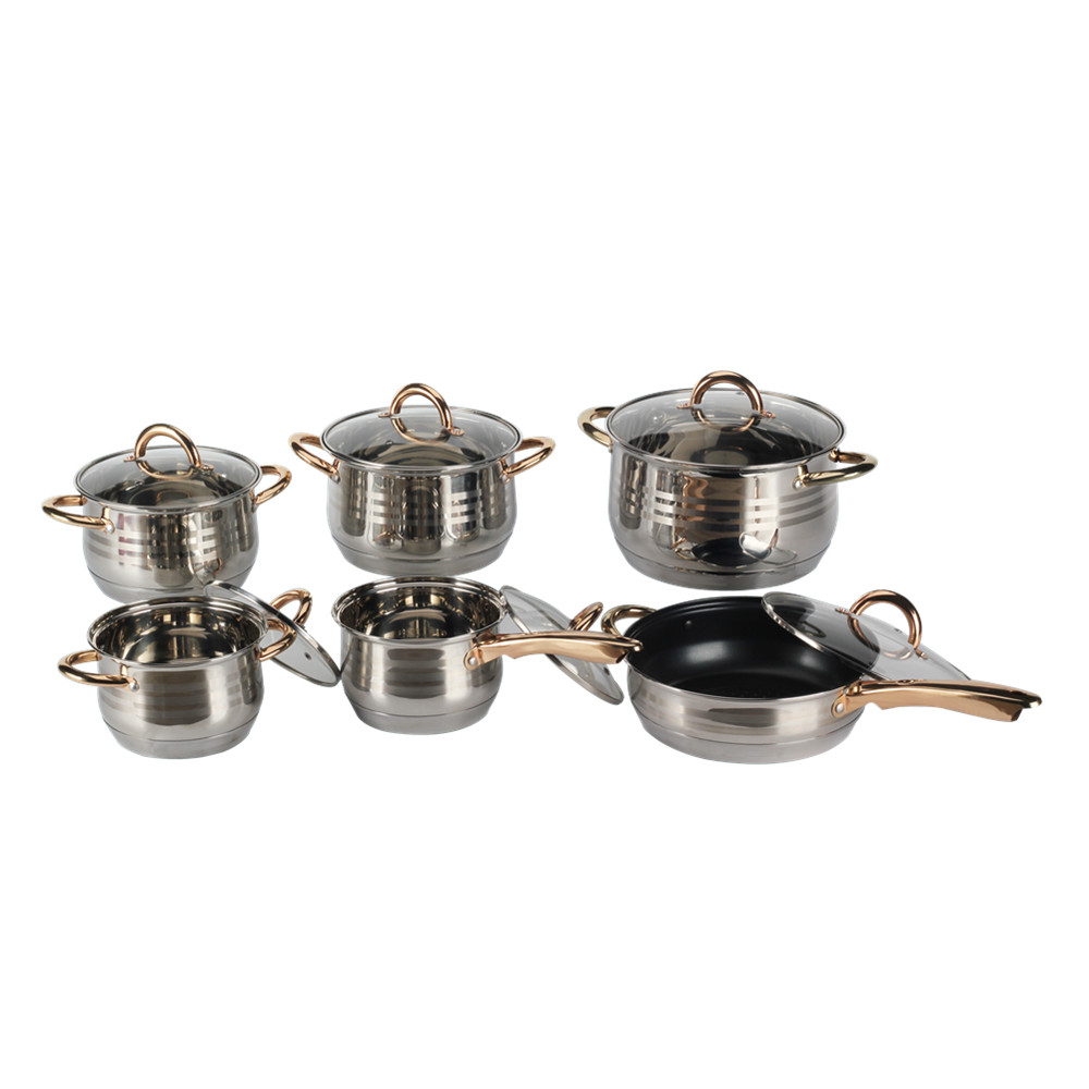 12pcs Stainless Steel Cookware Set Golden Handle — 5