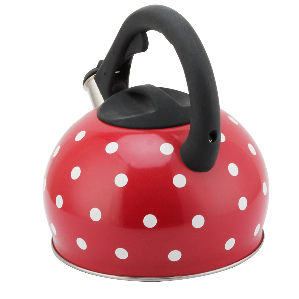 Stainless Steel Tea Kettle With Whistling Sound-Red — 5