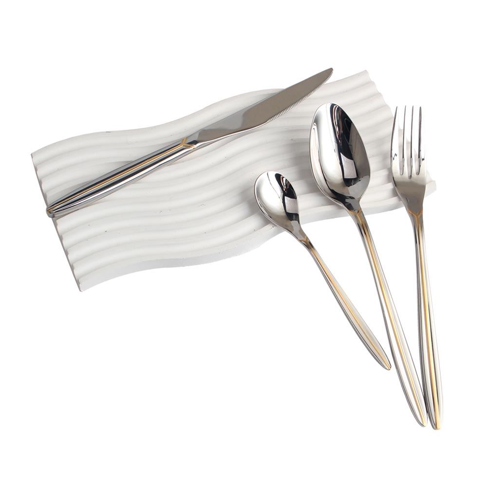 Gold Accent 4-pcs Set Stainless Steel Flatware set Dishwasher Safe — 5
