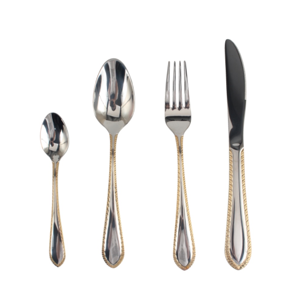 Gold Accent 4-pcs Set Stainless Steel Flatware set Dishwasher Safe — 2