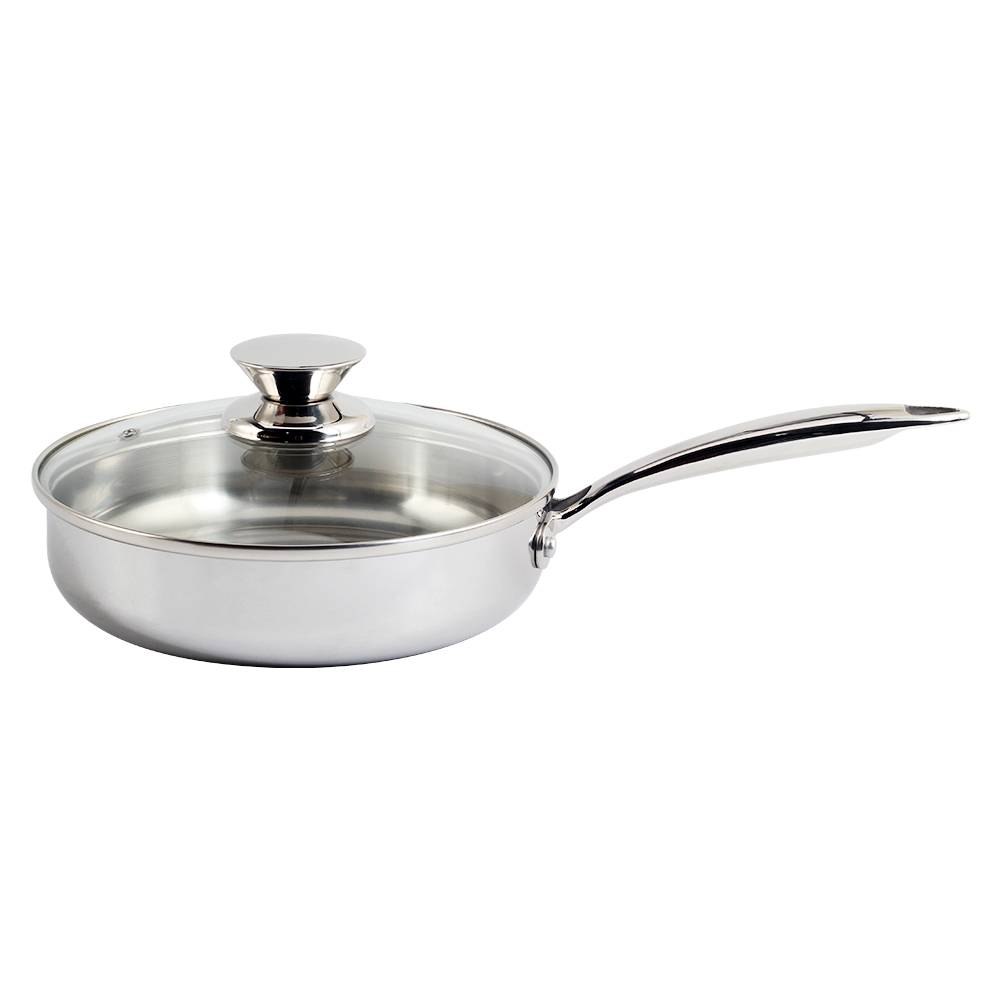 12 Inch Tri-Ply Stainless Steel Frying Pan With Lid