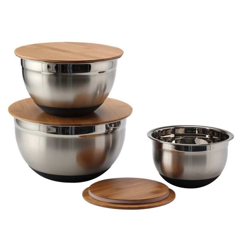 Mixing Bowls With Lids, Bowl Set With Wooden Lids, Set Of 3 — 4