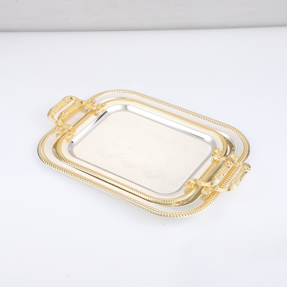 Coffee Table Tray, Iron Snack Tray With Handle — 2