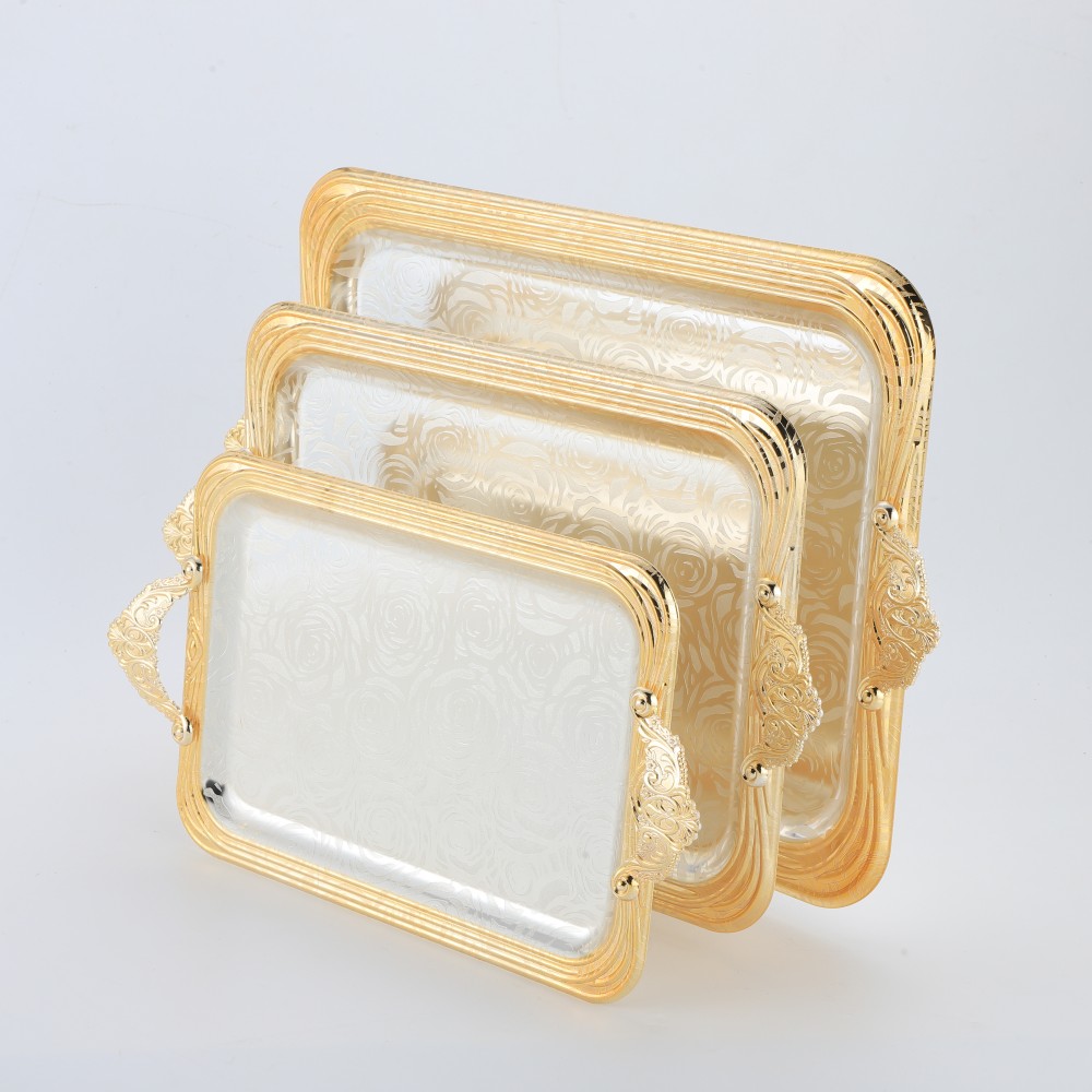 Lace Rectangular Iron Tray Pattern Double Color — 7