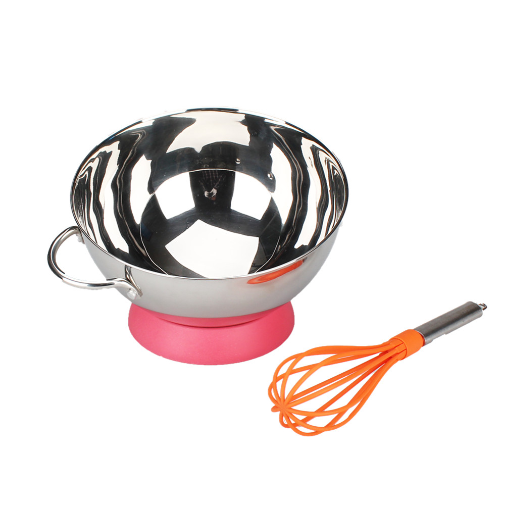 Stainless Steel Salad Bowl With Mini Egg Beater, Hand Whisk