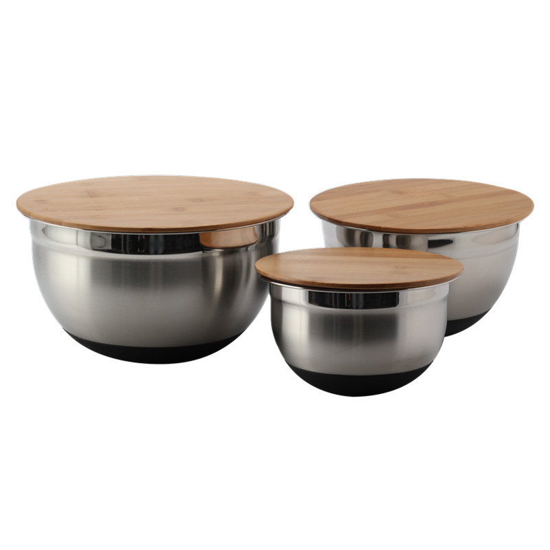 Mixing Bowls With Lids, Bowl Set With Wooden Lids, Set Of 3 — product information