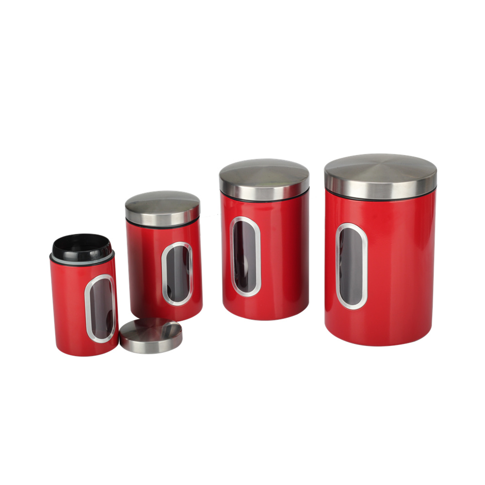 Airtight Stainless Steel Canisters Sets for The Kitchen With See Window — product information