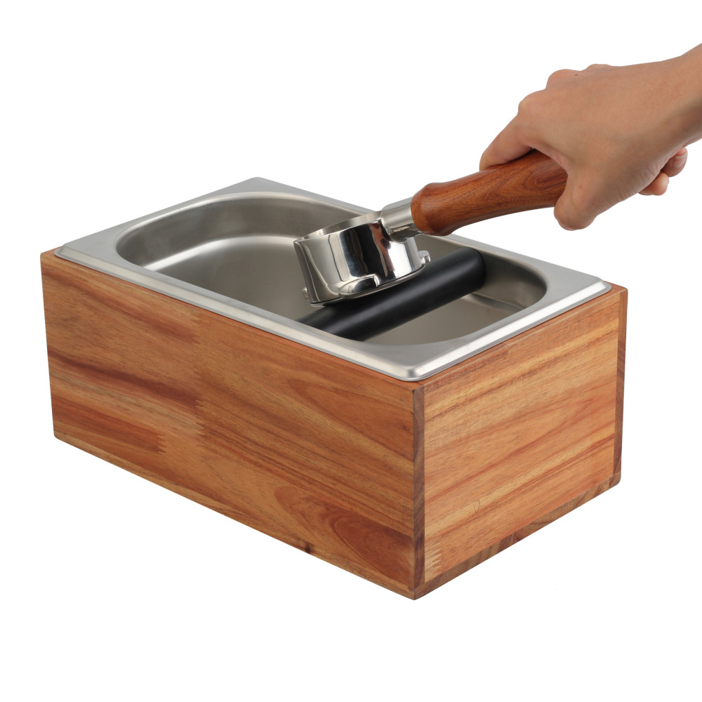 Coffee Knock Box With Silicone Bar for Knocking Filter Grinds — 6