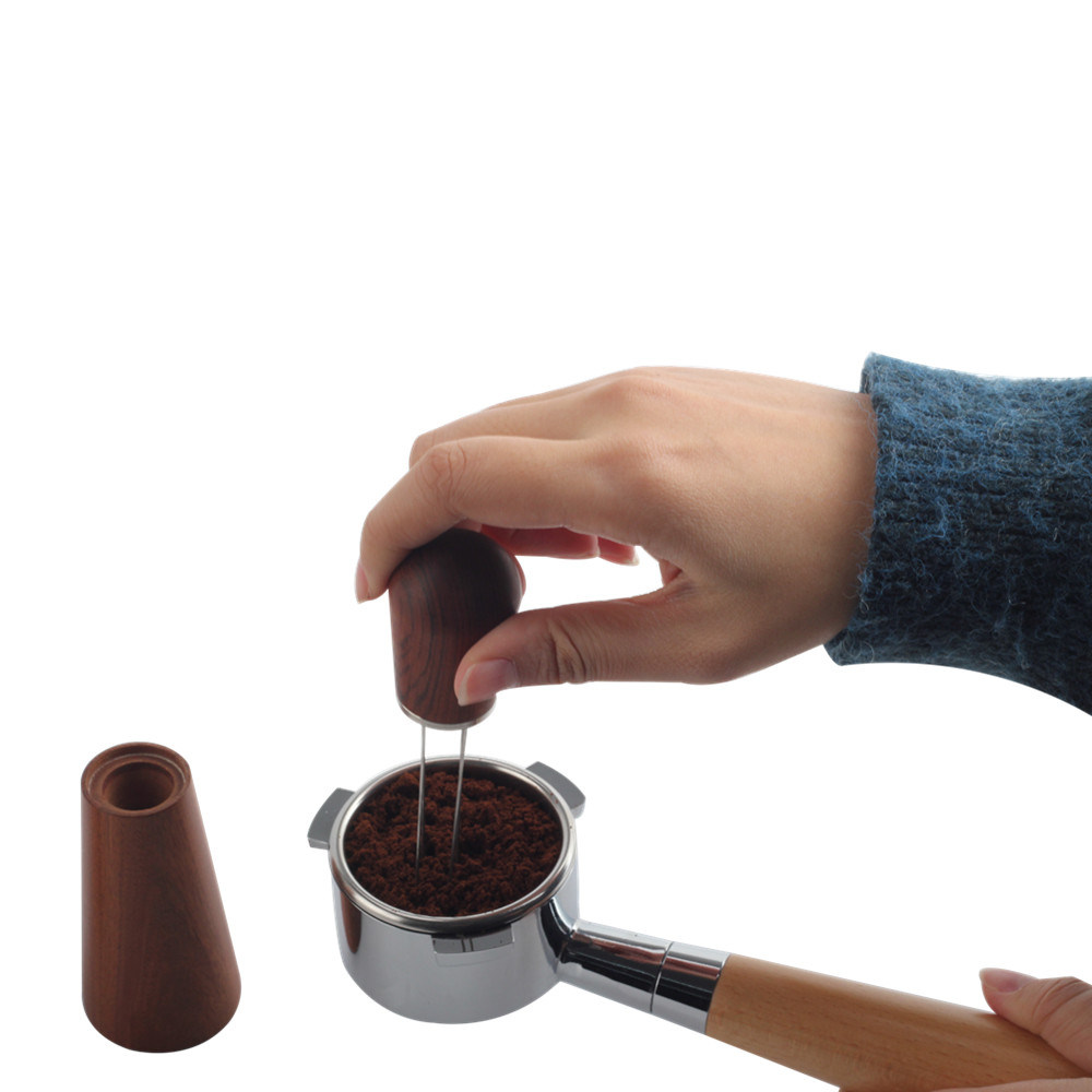 Espresso Distribution Tools, Nature Wood Handle With Stand — 3