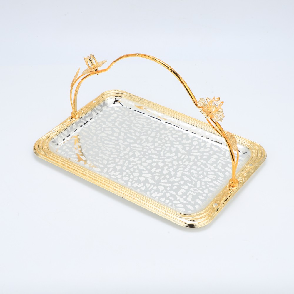 Double Rectangular Iron Tray With Round Handle — 4