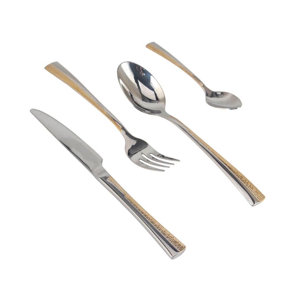 Stainless Steel Flatware Set,Fine Flatware Set with Serving Utensils, Dishwasher Safe (65, Gold Accent) — 8