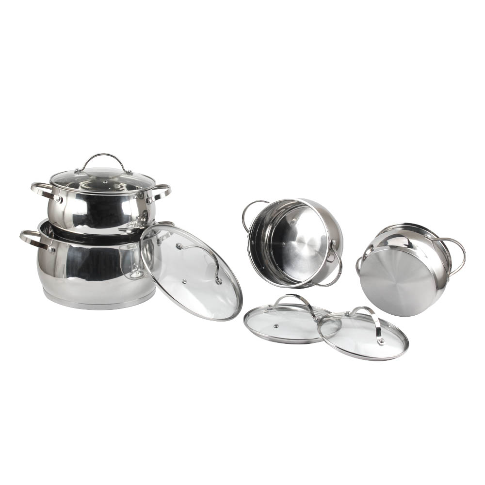 Modern Stainless Steel Stock Pot With Glass Lid — 4