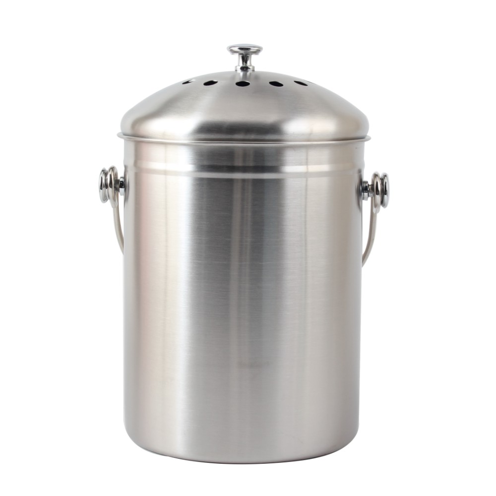 1.0/1.5 Gallon Stainless Steel Compost Bin With Lid, Odorless Composting Bin With Carbon Filters — product information