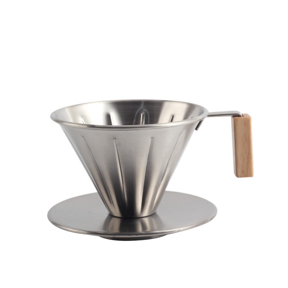Wood Handle, Metal Reusable Drip Coffee Filter — 2