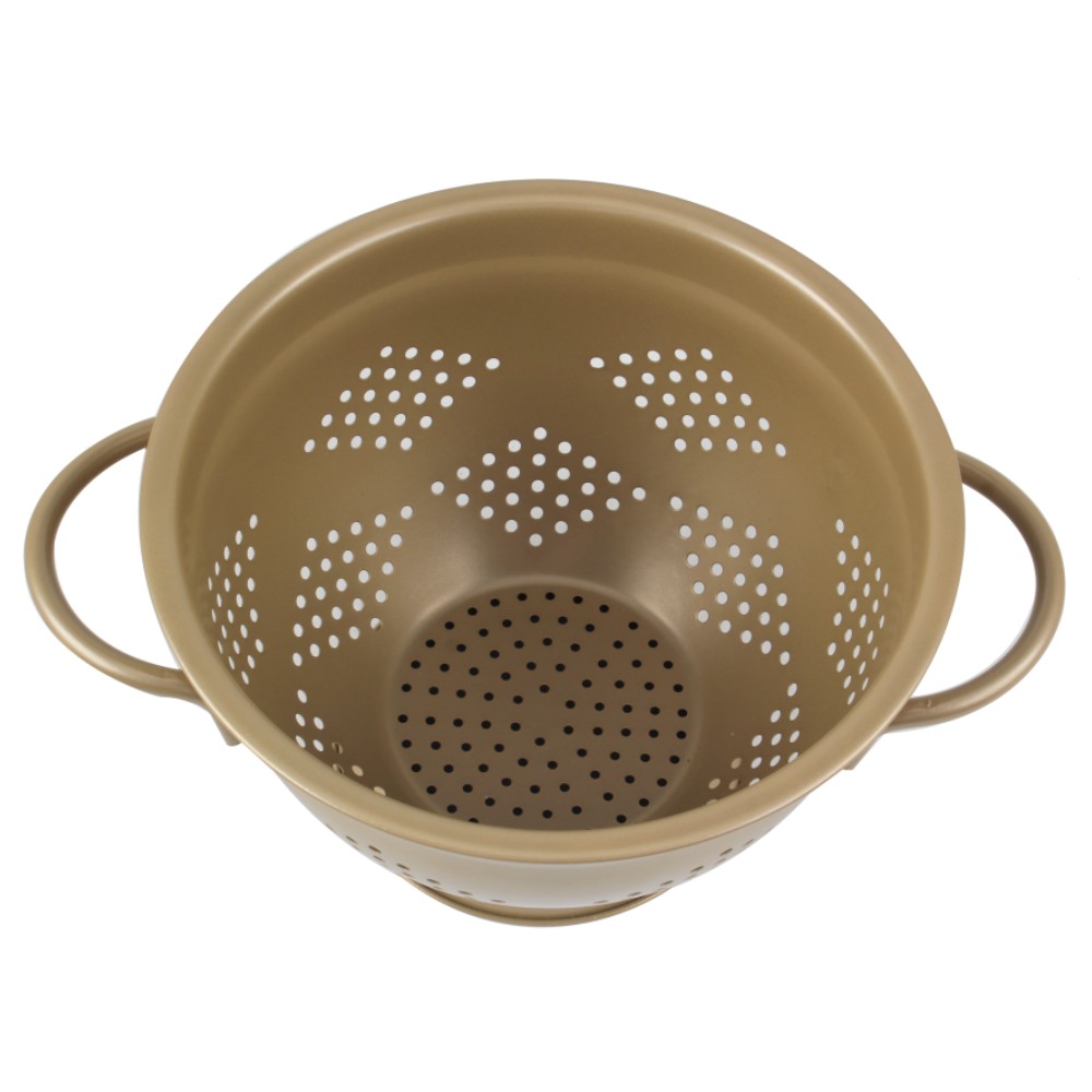 Gold Color Metal Strainer With Handles for Pasta, Spaghetti, Vegetables — 4