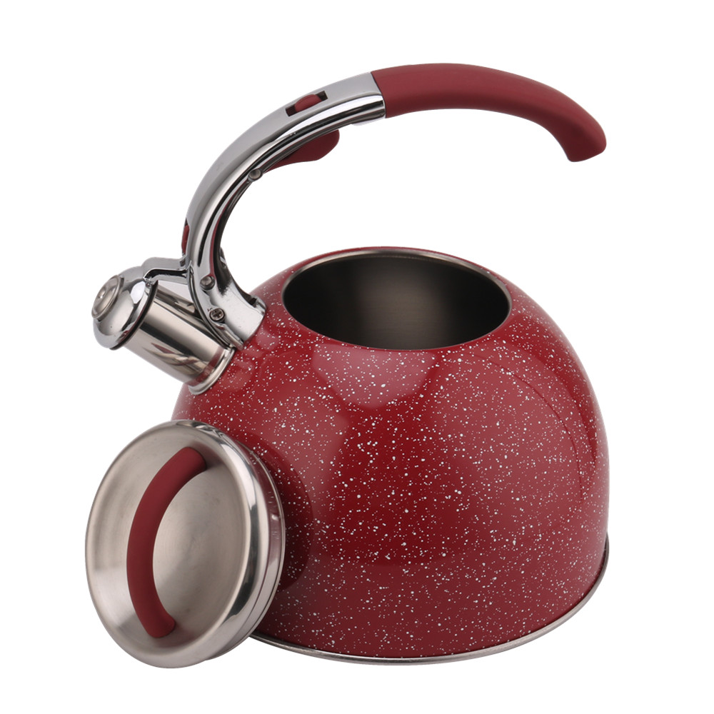3 Litre Capacity Stainless Steel Whistling Tea Kettle-Red — product information